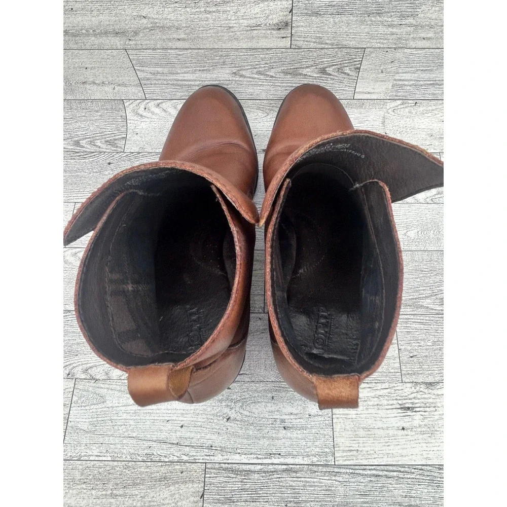 Born Brown Leather Ankle Boots Womens 9.5 M/W‎ Casual Western Heel Comfort Shoes